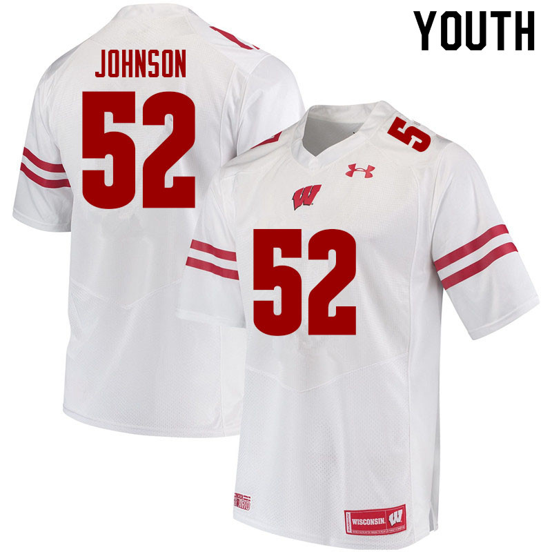 Wisconsin Badgers Youth #52 Kaden Johnson NCAA Under Armour Authentic White College Stitched Football Jersey US40H47YJ